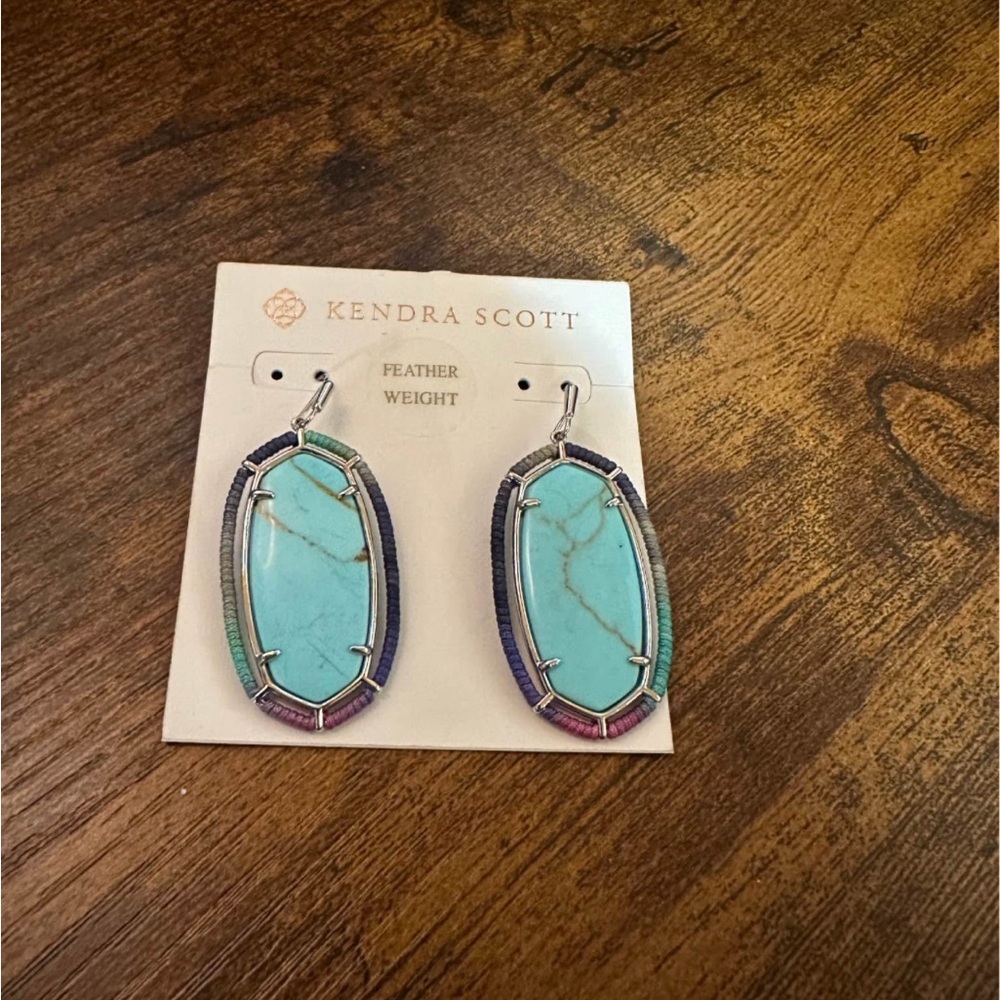 Kendra Scott Blue and Multicolor Oval Earrings